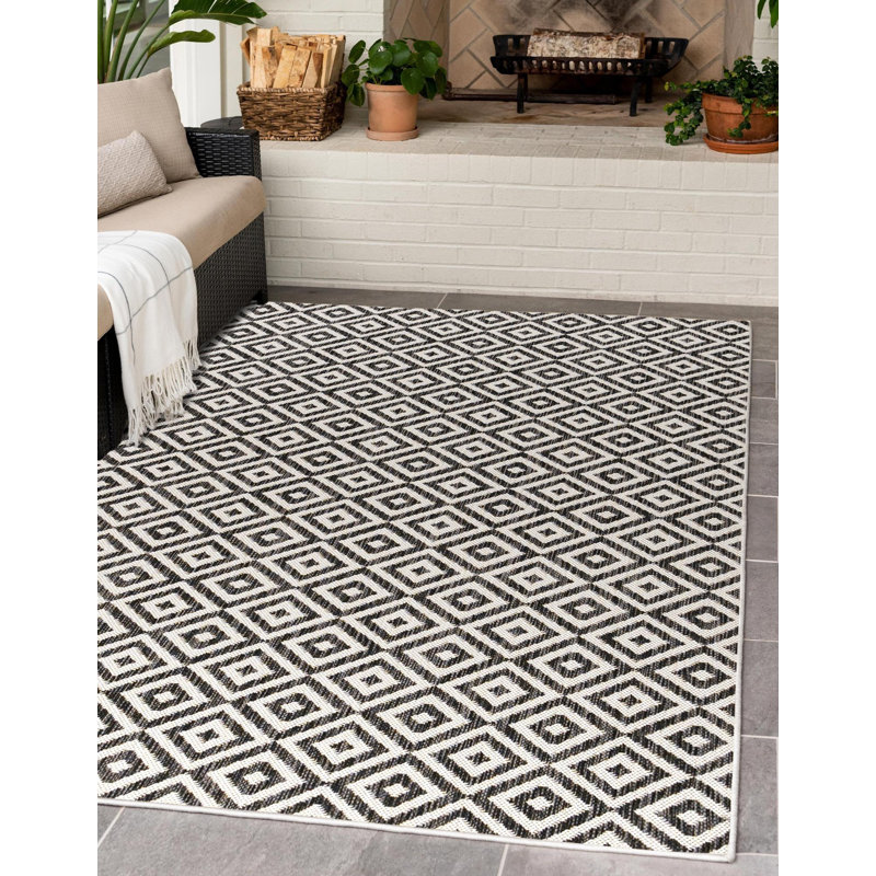 Jill Zarin Geometric Black/White Indoor / Outdoor Area Rug & Reviews